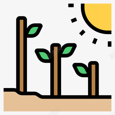 植物树全球变暖8线性颜色图标图标