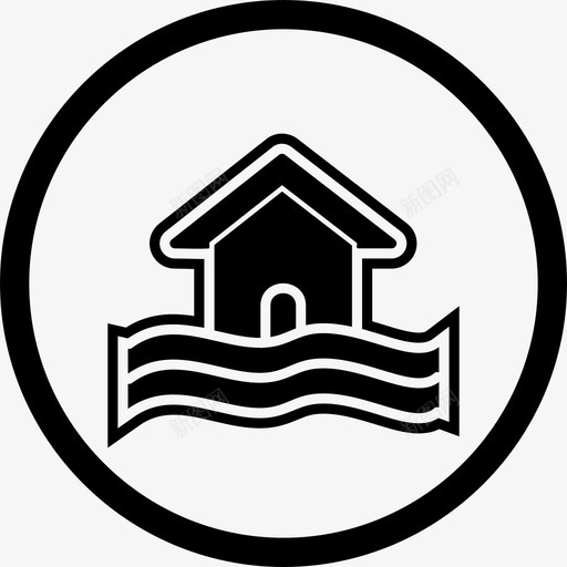洪水符号灾害警告图标svg_新图网 https://ixintu.com 天气 洪水符号 灾害 警告