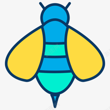 蜜蜂昆虫35线形颜色图标图标
