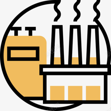 工厂城市元素5黄色阴影图标图标