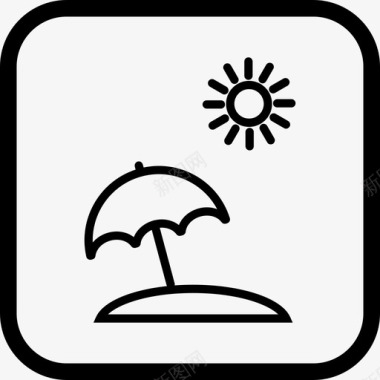 沙滩伞度假天气图标图标