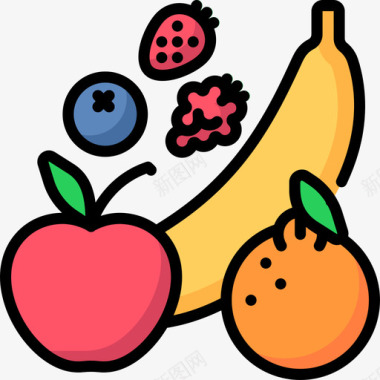 水果纯素食品4原色图标图标