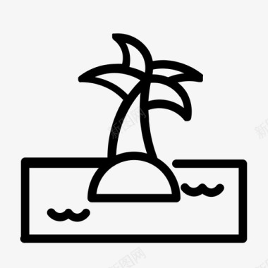 岛海滩棕榈树图标图标