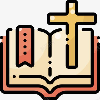 圣经205婚礼线性颜色图标图标