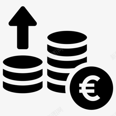 投资欧元增加图标图标