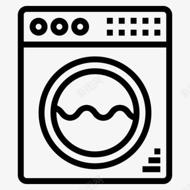 洗衣机家用设备9线性图标图标