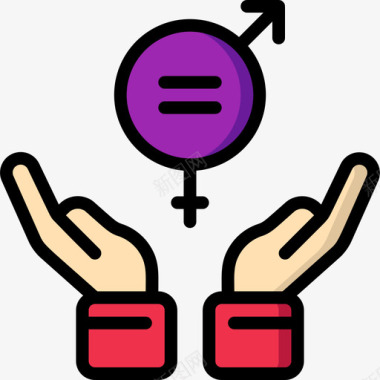 平等女权主义23线性色彩图标图标