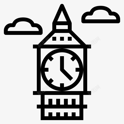 大本钟手表11直线型图标svg_新图网 https://ixintu.com 大本 手表 直线 线型