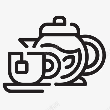 茶饮料24线性图标图标