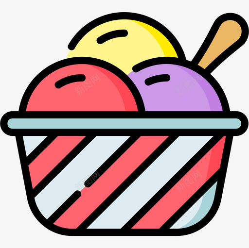 冰淇淋甜点和糖果8线性颜色图标svg_新图网 https://ixintu.com 冰淇淋 甜点 糖果 线性 颜色