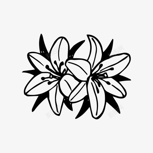 花卉百合自然图标svg_新图网 https://ixintu.com 手绘 植物 百合 自然 花卉