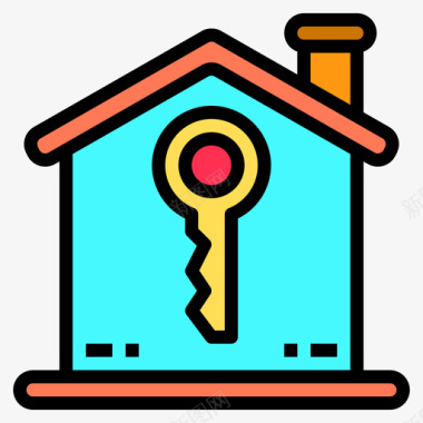 钥匙home67线性颜色图标图标