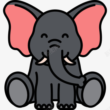 大象动物27线形颜色图标图标