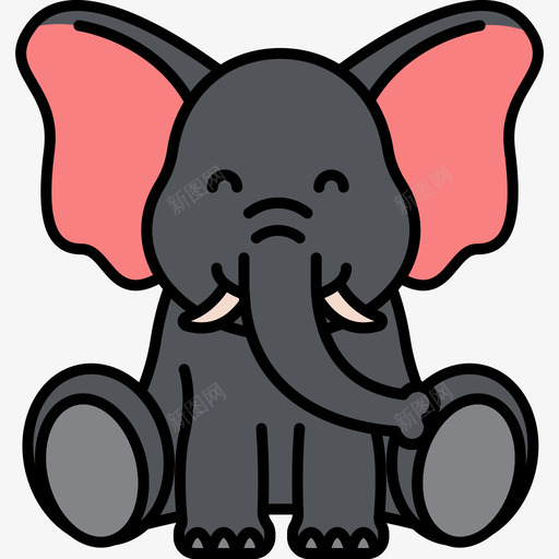 大象动物27线形颜色图标svg_新图网 https://ixintu.com 动物 大象 线形 颜色
