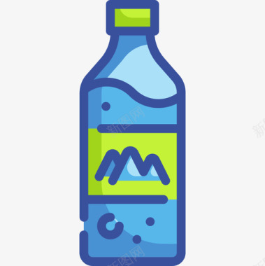 水瓶饮料25线性颜色图标图标