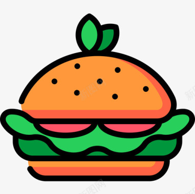 汉堡纯素食品4原色图标图标