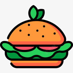 素食汉堡汉堡纯素食品4原色图标高清图片