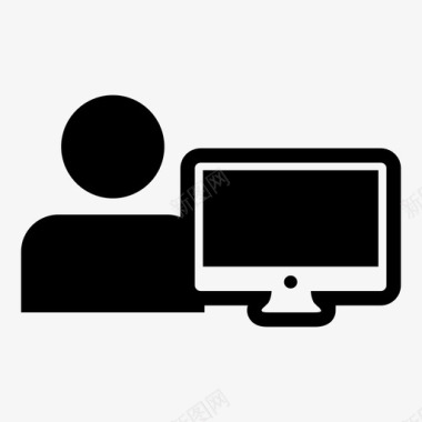 计算机用户连接显示器图标图标