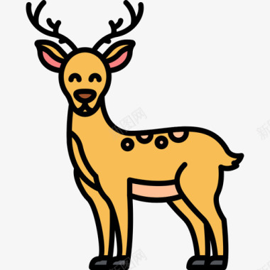 鹿动物27线性颜色图标图标