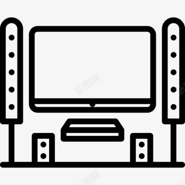 家庭影院设备43线性图标图标