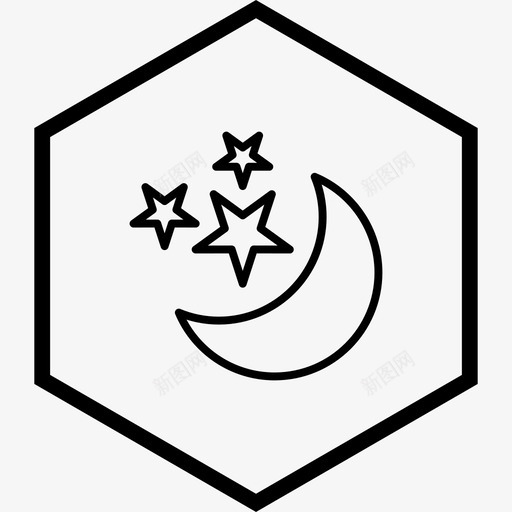 月亮和星星夜晚天气图标svg_新图网 https://ixintu.com 夜晚 天气 星星 月亮