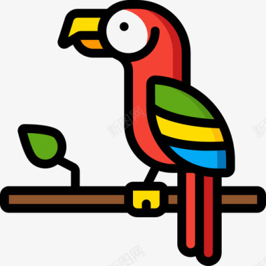 鹦鹉丛林18线性颜色图标图标