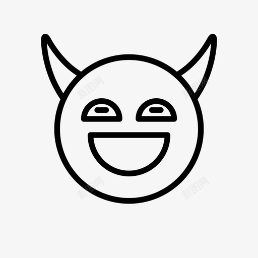 恶魔表情符号角图标svg_新图网 https://ixintu.com 1行 微笑 恶魔 符号 表情