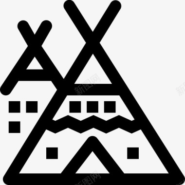 红印第安帐篷红印第安人帐篷美国图标图标