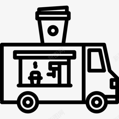 食品车咖啡69直线型图标图标