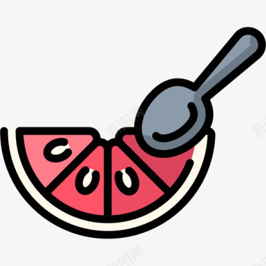 葡萄柚纯素食品4原色图标图标
