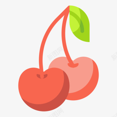 樱桃水果和蔬菜49扁平图标图标