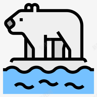 北极熊全球变暖11线性颜色图标图标
