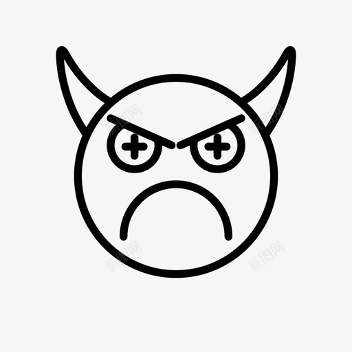 恶魔愤怒表情符号图标svg_新图网 https://ixintu.com 恶魔 恶魔表情1行 愤怒 表情符号 角