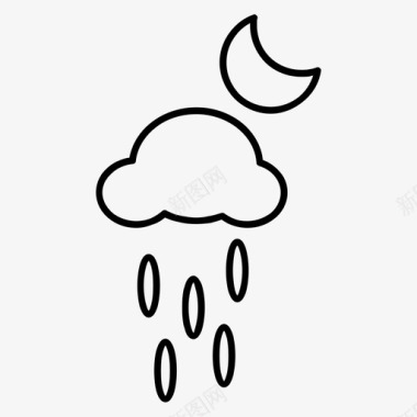 雨夜天气云月亮图标图标