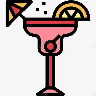 鸡尾酒饮料23线性颜色图标图标