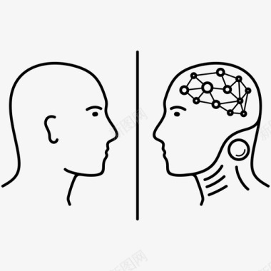 人类智能vs人工智能人工智能人脸图标图标