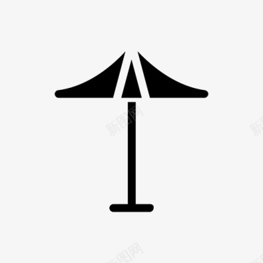 伞海滩雕文图标图标