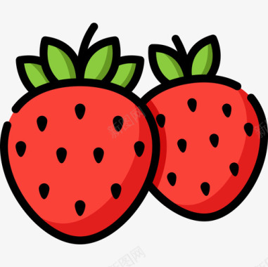 草莓健康食品28原色图标图标