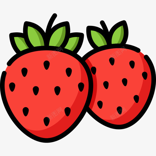 草莓健康食品28原色图标svg_新图网 https://ixintu.com 健康食品 原色 草莓