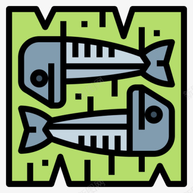 鲭鱼泰国菜3线颜色图标图标