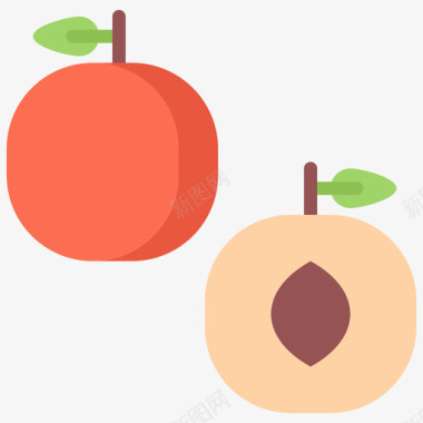 桃子水果和蔬菜40扁平图标图标