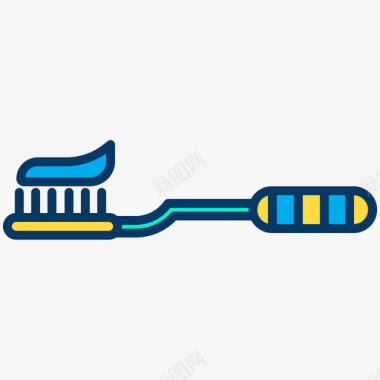 牙刷清洁93线性颜色图标图标