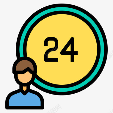 24小时联系和信息4线性颜色图标图标