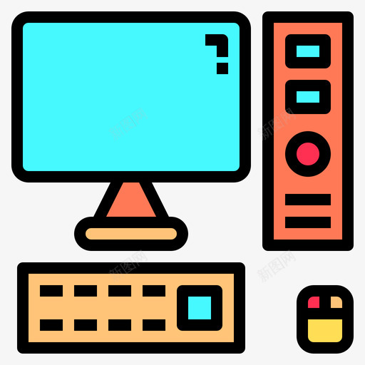 电脑办公文具20线颜色图标svg_新图网 https://ixintu.com 办公文具 电脑 颜色