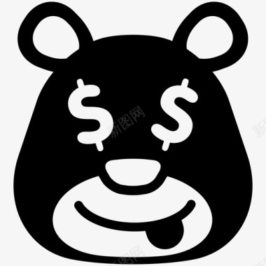 金钱爱好者熊表情符号图标图标