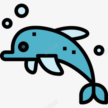 海豚夏威夷17线性颜色图标图标