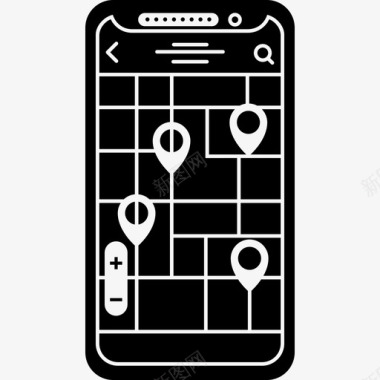 智能手机地图目的地gps图标图标