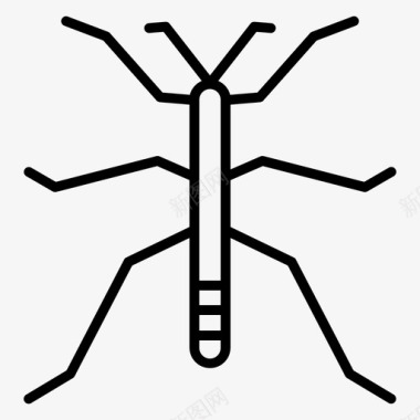 步行蜱昆虫31线状图标图标