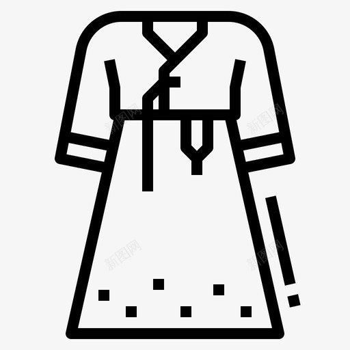 韩服服装连衣裙图标svg_新图网 https://ixintu.com 服装 连衣裙 韩国 韩服 韩语