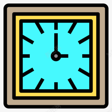 时钟电子装置19线性彩色图标图标